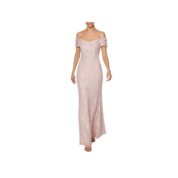LAUNDRY Womens Pink Lined Spaghetti Strap Full-Length Formal Sheath Dress 4